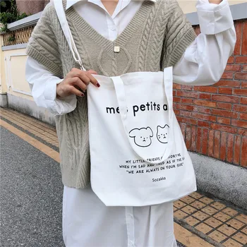 Корейската преносима холщовая чанта ins със собствени мультяшными комиксами, японската чанта-месинджър за момичета-ученички в стил харадзюку, холщовая чанта-тоут