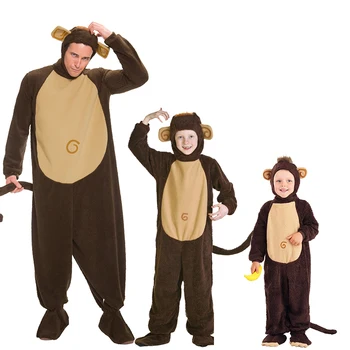 Костюм на маймуна, семеен костюм на маймуна за деца, костюм за Хелоуин, cosplay на възрастни животни, костюми за Хелоуин, новост 2022
