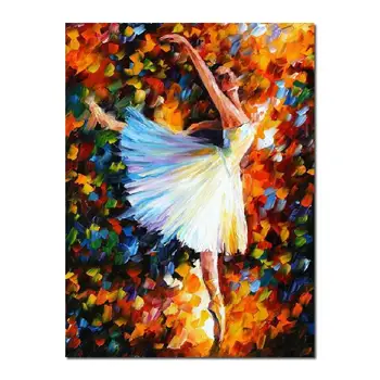 Красива картина Начало декор Балерина Цветни платно с маслени бои Абстрактно съвременно изобразително изкуство Висококачествена, ръчно рисувани, без рамка