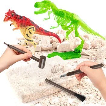Креативна голям модел на динозавър + сам археологически разкопки, светещ монтаж, 3D пъзел динозаврите, ископаемый скелет, детска играчка за подарък