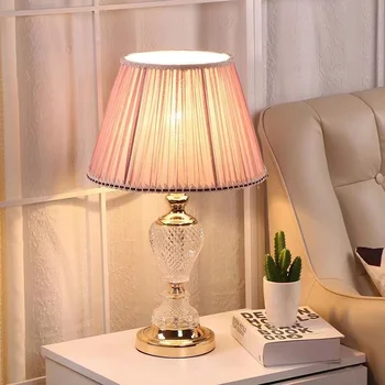 Кристален настолна лампа, кристал настолна лампа, луксозно нощно шкафче, настолна лампа за спални, настолна лампа за хотелски стаи, десктоп осветление в помещенията
