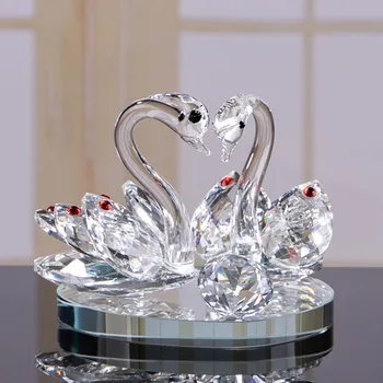 Кристални фигурки лебед, стъклени лебеди, бижута, преспапиета за животни, занаяти, изработени от диаманти, настолни изделия за декорация на дома, миниатюрни подаръци