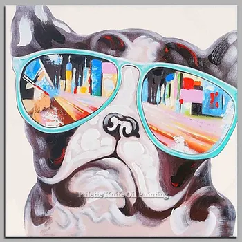 Куче картина Върху Платно Стенни художествена Картина За Хола начало декор на Поп-арт куче съвременната абстрактна ръчно рисувани любимци стенен декор214
