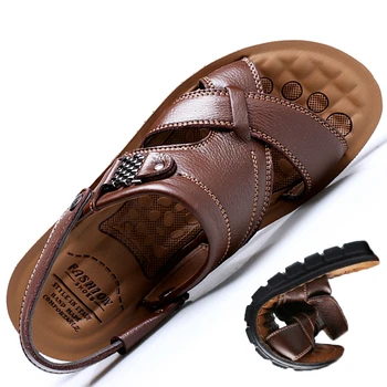 Летни сандали, мъжки обувки от естествена кожа, модерен ежедневни чехли, мъжки обувки, по-големи размери, римска плажната обувки, гладиаторская високо качество на обувките