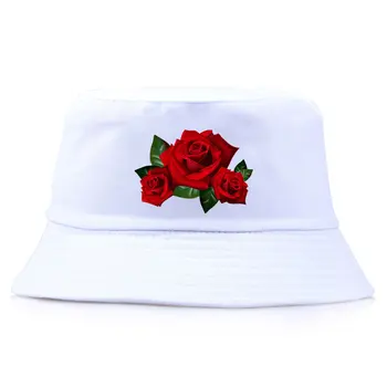 Летни шапки-ведерки с цветен модел на рози, памучен панама Унисекс с цветен модел, мъжки дамски шапка рибар с принтом рози