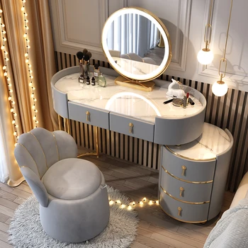 Луксозен тоалетка в скандинавски стил с луксозни чекмедже, изчистен тоалетка в скандинавски стил, дамски бели мебели за спалня Tocador Maquillaje