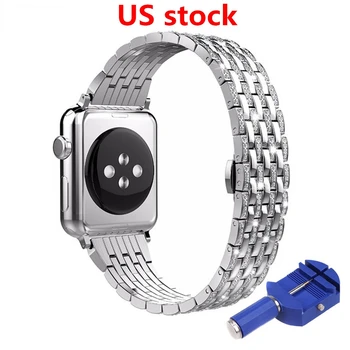 Луксозна каишка с диаманти за Apple Watch band 44 мм 40 мм 7/6/SE/5/4/3/2 каишка iwatch band 42 мм, 38 мм и 45 мм 41 мм верижка от неръждаема стомана
