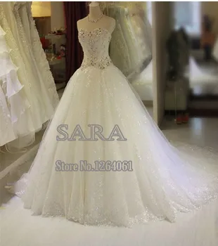 Луксозна сватбена рокля с превръзка на принцесата, вече снимки, сватбена рокля Vestido De Новия QQ0022