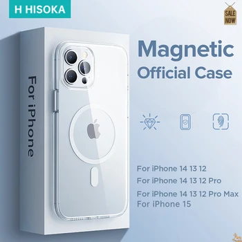 Магнитен Калъф За iPhone 14 15 13 12 Pro Max Plus Прозрачен Капак За iPhone 13 Pro Max Калъф Безжично Зарядно Устройство на Магнитен Делото