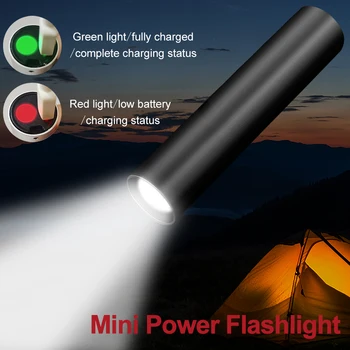 Мини led фенерче, фенерче със силна светлина, 3 режима на осветление, водоустойчиви фенерче, преносима лампа за самозащита, USB акумулаторна лампа