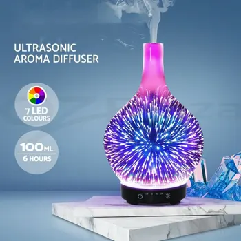 Мини-овлажнител за дома Подарък Ултразвукова творчески климатик за ароматерапия Почистване на 3D стъклен овлажнител