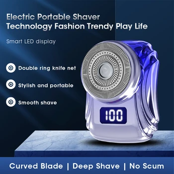 Мини-самобръсначка с цифров дисплей за мъже джобен размер, моющаяся, акумулаторна, преносима, безболезнен, безжична машинка за подстригване, бръснач за лицето, брадата