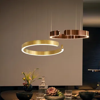 Модерен C околовръстен led окачен лампа с регулируема яркост, трапезария, хол, на централната маса, полилеи за спални, аксесоари за дома, луксозни осветителни тела