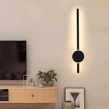 Модерен led линейни, с монтиран на стената лампа за вътрешно осветление, лампа за дневна, на фона на мека мебел, декоративна лампа AC85-265V