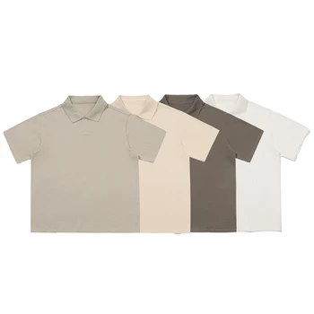 Модерен мъжки ризи поло с високо качество, летни обикновена риза оверсайз с къс ръкав, хип-хоп Унисекс, ежедневни памучен риза с къси ръкави