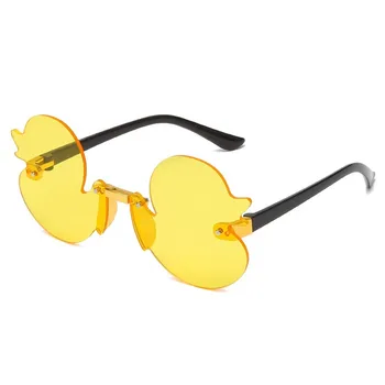 Модерни детски слънчеви очила без рамки под формата на анимационни патица, слънчеви очила с защита от uv, вечерни декоративни очила за деца