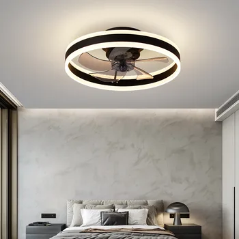 Модерни златни вентилатори LED с вентилатор на тавана с невидими остриета, вентилатор на тавана Спалня с дистанционно управление Димиране тавана лампа