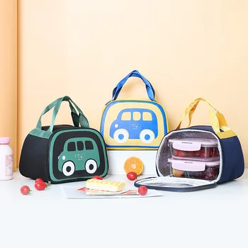 Мультяшная Автомобили Изолирано Чанта за Храна Bento Lunch Box Минерални Чанти-Охладители Контейнер Преносима Работна Чанта за Пикник Чанти за Жени Деца