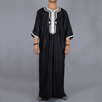 Мъжки дълга риза, халати, ежедневни младежки черни мюсюлмански халати, арабската мюсюлманска дрехи, мъжки Джубба Тоби