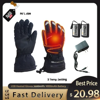 Мъжки женски мотоциклетни ръкавици с електрическо подгряване, регулиране на температурата, 5-степенна скоростна кутия, USB-топло за ръце, сигурност за каране на ски, пешеходен туризъм, къмпинг