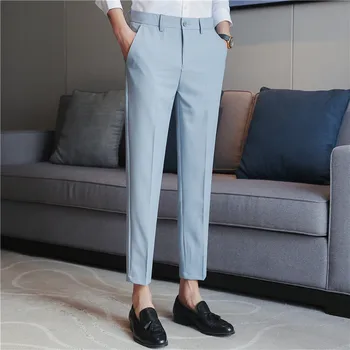 Мъжки летни бизнес официалните панталони, обикновена ежедневни корейски приталенные костюмные панталони 2023, сватба, офис панталони, големи размери 38-28