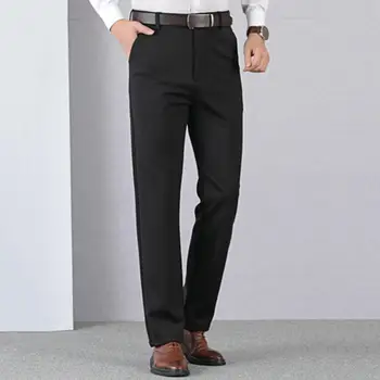 Мъжки панталони, памучни ежедневни стрейчевые мъжки панталони, дълги прави панталони с високо качество, цвят Плюс размери, брючный костюм