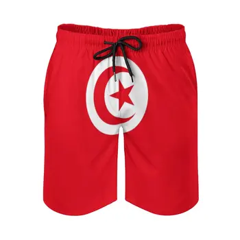 Мъжки Плажни Шорти Аниме Случайни Знаме На Тунис Дишащи Бързо Съхнещи Новост Баскетболни Регулируем Шнур За Свободни Мъжки Ластични S