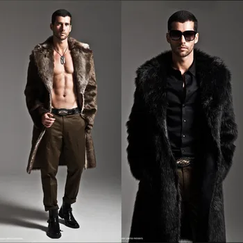 Мъжко палто от изкуствена кожа, зимни дълго палто с имитация на кожа заек, мъжко палто, с интегриран кожа на лисица, ветровка, палто с имитация на кожа костюм