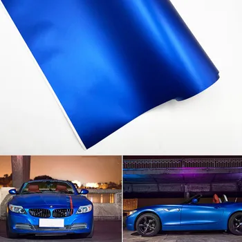 Най-новата синя метална матова повърхност винил обвивка автомобили обвивка, без въздушни мехурчета хромирани червено матово фолио, фолио за стикери за автомобил