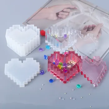 Направи си сам кристална форма от епоксидна смола, кутия за съхранение на Pixel Love, силиконова форма за кутии за съхранение във форма на сърце от смола