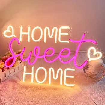 Неонова реклама Sweet Home поръчка, дом, хотел, спалня, парти, сватба атмосфера, led осветление, боядисани стени, подаръци за рожден ден, за момчета и момичета