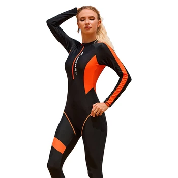 Нов дамски Цял Бански С крем С дълги ръкави UPF50 + Быстросохнущий Плажен Костюм За гмуркане и Сърф, Бански костюми за Водни спортове