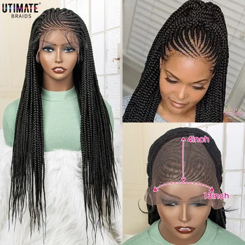 Нов стил, синтетични перуки, с плитки отпред 13x4 на дантели, перуки за бразилски африкански жени, 28 инча, заплитане на косата, пигтейли, перуки с коса на бебето