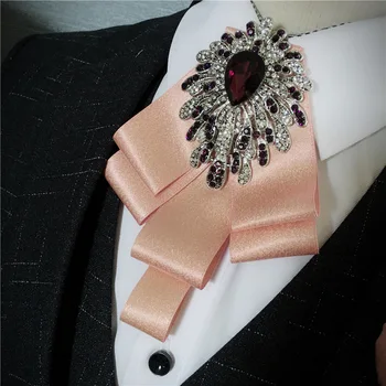 Нова британската вратовръзка-пеперуда с кристали, луксозни мъжки бижута за банкет, брошка във формата на джоб, хавлиени кърпи, комплект за вратовръзки-пеперуди, мъжки сватбени аксесоари