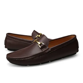 Нова ежедневни кожени обувки за мъже sapato de couro masculino marron luxo кафяв мъжки обувки