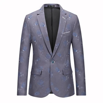 Нови елегантни и ежедневни жакард обикновен мъжки блейзери Slim Fit с 2 копчета, корейски модерен всекидневни офис бизнес костюм, мъжки яке