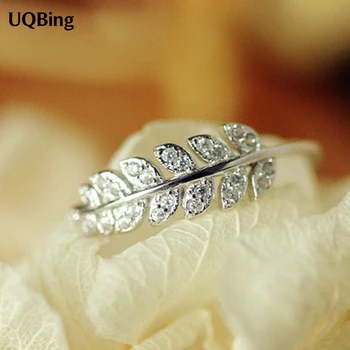 Нови постъпления, пръстен сребърен цвят за жени, бижута за момичета, пръстени с листа от кристалния камък, регулируеми пръстени