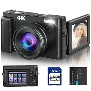 Новият цифров фотоапарат 4K За фотография И видеозаснемане С автофокусировкой и защита от уплаха, 48-Мегапикселова Камера за видеоблогинга с SD-карта, 3-инчов Панти на екрана на 180 °