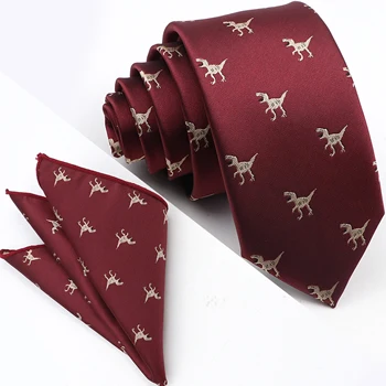 Ново записване, мъжки комплект от вратовръзка, 6 см, модел под формата на динозавър, насекомо, полиестер, жакард, тъкани вратовръзка, сватбени бизнес аксесоари за равенство