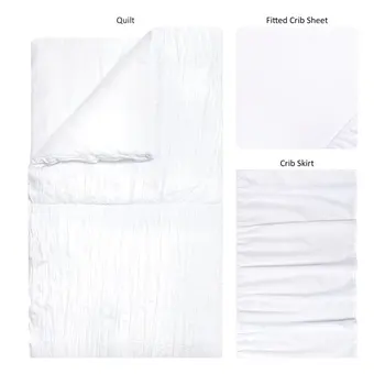 Обикновен бял комплект спално бельо за бебешко легло от 3 теми