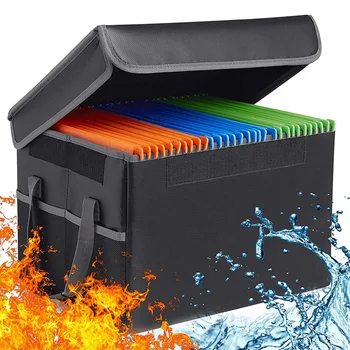 Огнеупорна кутия за съхранение на файлове, огнеупорна каса за съхранение на файлове с ключалка, преносим офис кутия за писма / юридически папки