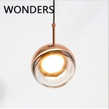 Окачен лампа в скандинавски стил, led стъклена топка, художествени висящи лампи, съвременната нощна полилей за спални, модерен начало декор с една глава, блясък