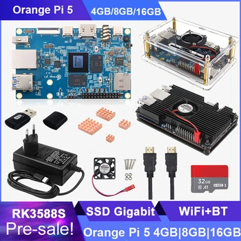 Оранжев Pi 5 4 GB 8 GB 16 GB PCIE Модул RK3588S 5 4A захранване Акрилен Корпус Радиатори Допълнително за Opi 5 Под управление на Android OS Debian