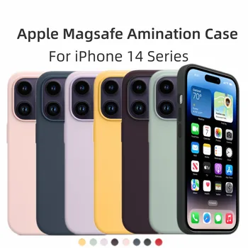 Оригинален магнитен калъф Apple Magsafe от течен силикон за iPhone 14 Pro Max 14Plus, калъф за безжично зареждане, калъф за предпазване от падане