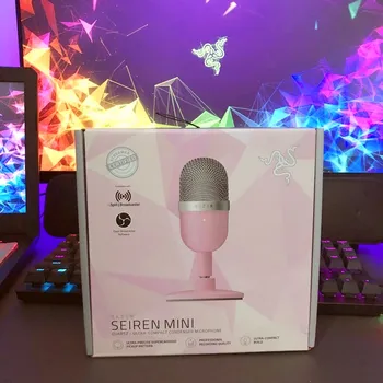 Оригинален ультракомпактный кондензаторен микрофон Razer Seiren Mini с розов кристал и кварц, професионален слот микрофон за момичета