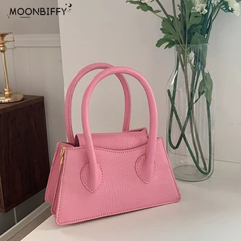 Открийте проста женска чанта-месинджър, модна розова малка квадратна дамска чанта-клатч, чанти, обикновена дамска чанта през рамо