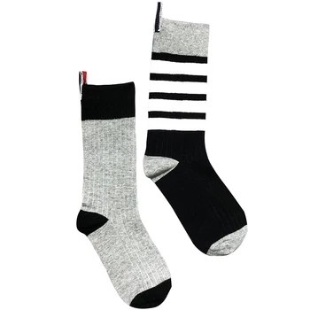 Памучни чорапи TB за мъже, бутик, нов стил, сив бизнес мъжки чорапи, меки дишащи летни и зимни мъжки чорапи, големи размери