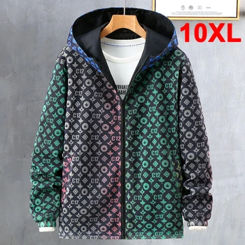 По-големи размери 10XL, яке, мъжки модни якета с градиентным принтом, палта, мъжки есенното яке с качулка, голям размер 10XL