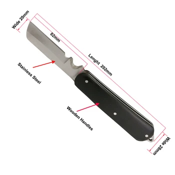 Подвижна жично нож, кабелен нож от неръждаема стомана, инструмент за източване на кабели, професионален нож за електроматериали, инструменти за дървени дръжки KC-502