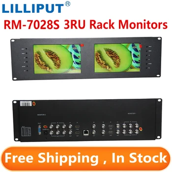 Поставка за монитор Lilliput RM-7028S 3RU с два 7-инчови IPS екрани, за да видите видео HDMI, SD, HD и 3G-SDI на стоечном монитора 3RU